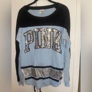 PINK Victoria's Secret Long Sleeve Shirt - Black and Light Blue